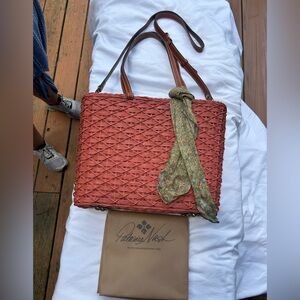 Patricia Nash Red and Brown Geometric Tote